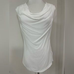 James Perse Woven Crowl Neck Tank in White